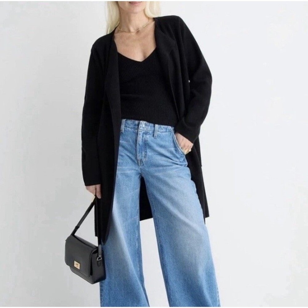 J Crew Black Collarless Sweater Blazer J6339 Long Sleeve Size XS NWT